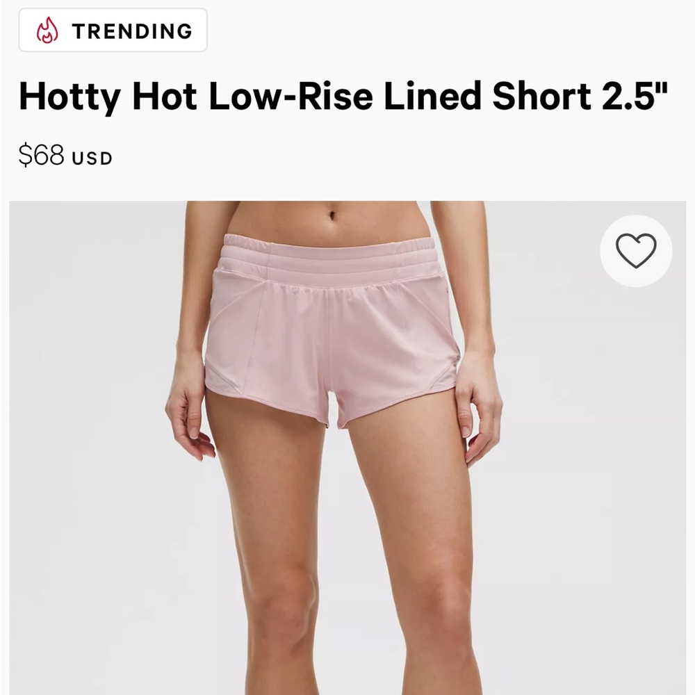 Lululemon Pink (strawberry milkshake) hotty hot shorts